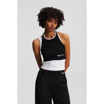 TOP KARL LAGERFELD JEANS KLJ BLOCKED RIBBED TANK BLACK/WHITE