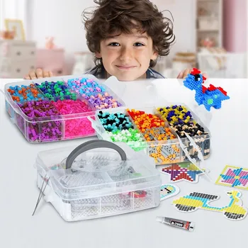 Dětské navlékací korálky Žehlicí korálky KOMPLETNÍ SADA Nažehlovačky 10 600 barevných korálků