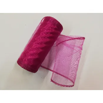 Organza šíře 12 cm obšitá - 06 - fuchsiová - od 1m