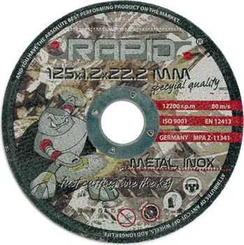 Řezný kotouč Kotouč řezný na kov, nerez, 125x1,2x22,2mm RAPID 0.031 Kg HOBY Sklad3 M08250 (0.031 Kg HOBY Sklad3 M08250)