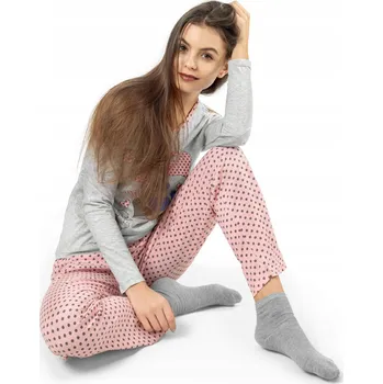 Dámské pyžamo Tenké Dámské Pyžamo Tričko Dlouhý Rukáv Dlouhé Kalhoty Pyžamko 403-3 XXL