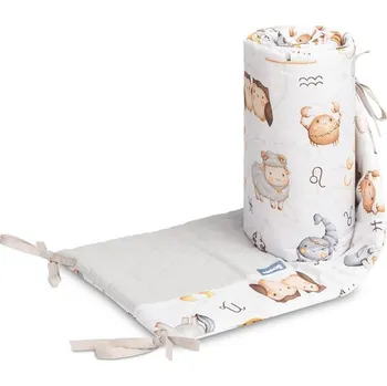 mantinel do postýlky Mantinel do postýlky, mušelín, bavlna - Hvězdná zvířátka, šedá, bílá