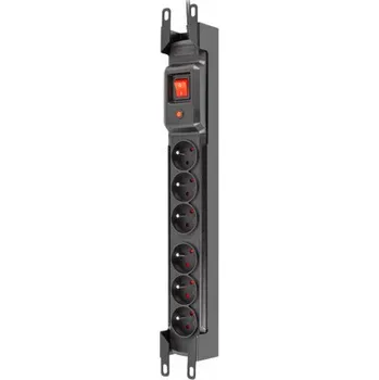 Přepěťová ochrana ARMAC Přepěťová ochrana Multi M6, 6x zásuvka, FR, vypínač, 19" rack, 5m, černá