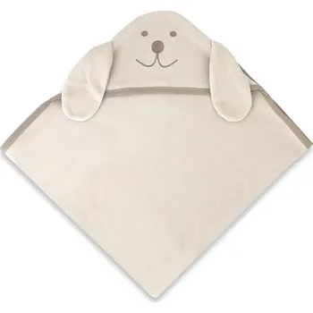 Bambusová osuška s kapucí Pejsek, 100x100 cm, béžová