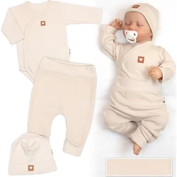 Kojenecký body Rostoucí 3dílná sada pro miminko Nature - béžová