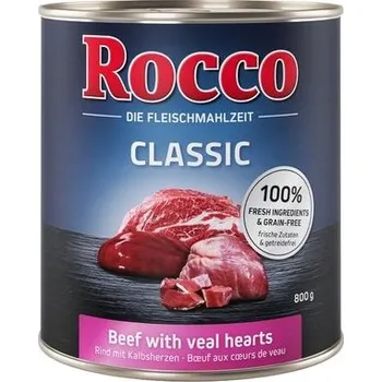 Krmivo pro psa Rocco Classic 800 g vlhké krmivo pro psy Hovězí telecí srdce