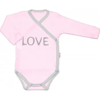 Body dlouhý rukáv Love - zapínání bokem, růžové, vel. 62, Velikost koj. oblečení 56 (1-2m)