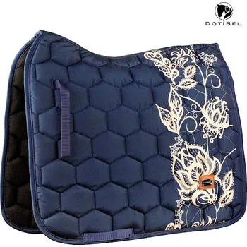 Dotibel podsedlová dečka drezurní NOVA: TMAVĚ MODRÁ/BÉŽOVÁ KRAJKA