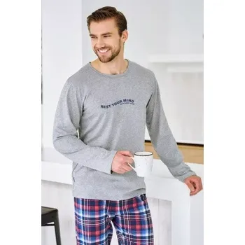 Pánské pyžamo Taro, pánské pyžamo 3478-Franco, dlouhý rukáv, šedá, vel. L