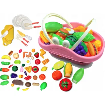 Hra na obchod NÁKUPNÍ KOŠÍK S RUKOJETÍ PRO HRANÍ NA OBCHOD + POTRAVINY A NÁDOBÍ