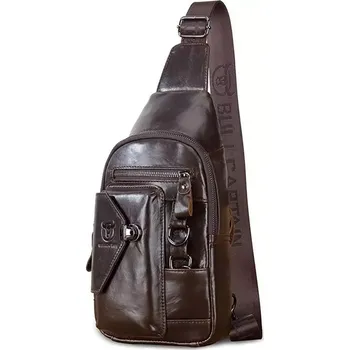 Bullcaptain kožená taška přes rameno Sander Hnědá 7L