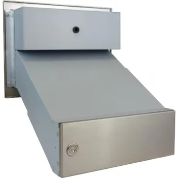 Poštovní schránka 1x poštovní schránka D-041 k zazdění do sloupku + čelní deska s 1x zvonkem a HM TESLA - NEREZ / šedá