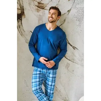 Pánské pyžamo Pánské pyžamo 3477-Mark, dlouhý rukáv, tmavě modrá, vel. 5XL, 6XL