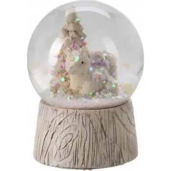 Obraz VÁNOČNÍ SNĚHOVÁ KOULE LED S FIGURKOU ZVÍŘÁTKA JAKO DÁREK 6X4,5 CM