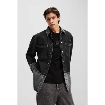 Pánská košile KOŠILE KARL LAGERFELD JEANS KLJ OMBRE OVERSHIRT WASHED BLACK OMBRE