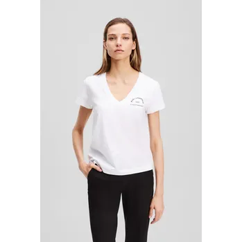 Dámské tričko TRIČKO KARL LAGERFELD RSG V-NECK T-SHIRT WHITE
