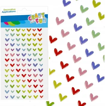 samolepka Dekorativní ozdoba samolepky Puffy Srdíčka duhová 98ks Valentýn CRAFT WITH