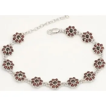 Náramek Luxusní stříbrný náramek s českými granáty 18-21 cm STNA0808F + dárek zdarma