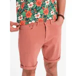 Ombre Clothing Pánské plátěné kraťasy Malaki korálová M V6 OM-SRDS-0162