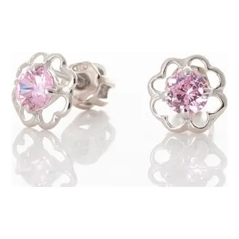 Náušnice Stříbrné naušnice s růžovými zirkony STNAU0627F