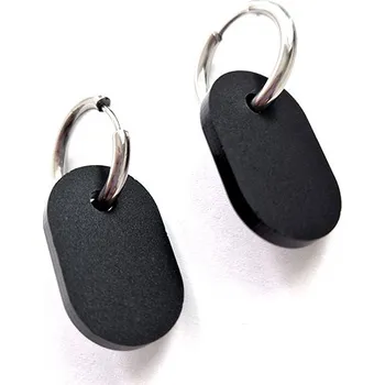 Náušnice SWITCH IT oval BLACK Kroužek: klasik stříbrný (14 mm) variabilní náušnice