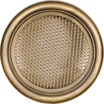 Větrací mřížka HSF Kruhová krbová mřížka 125 mm zlato patina
