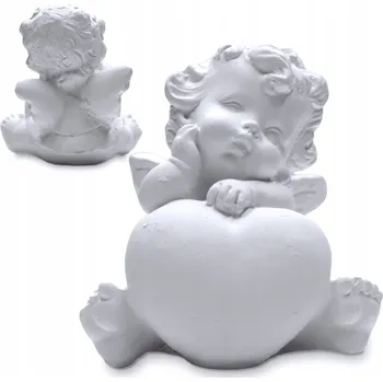 Obraz ANDĚLÍČEK se srdcem DÁREK sádrová figurka SVATÉ PŘIJÍMÁNÍ dekorace DÁREK bílý