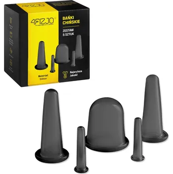 Masážní přístroj 4FIZJO Sada silikonových čínských baněk FACE+, černá