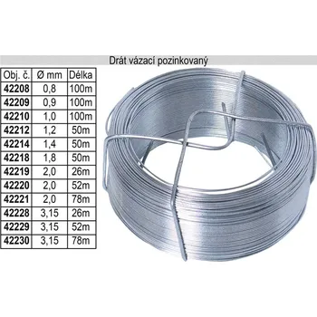 Sada nářadí Drát napínací pozinkovaný 1,4mm délka 50m 0.6025 Kg NÁŘADÍ Sklad2 42214 (0.6025 Kg NÁŘADÍ Sklad2 42214)