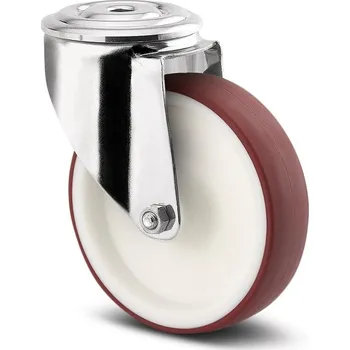 Pojezdové kolečko Tente Kolečko s červenou polyuretanovou obručí 100 mm, otočné 3009
