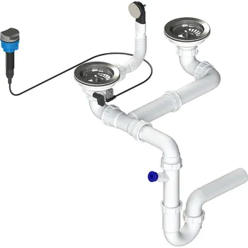 Sifon Laveo Sifon Space Saving pro granitové dřezy s 1,5 a 2 komorami - OKS_124A, nerez