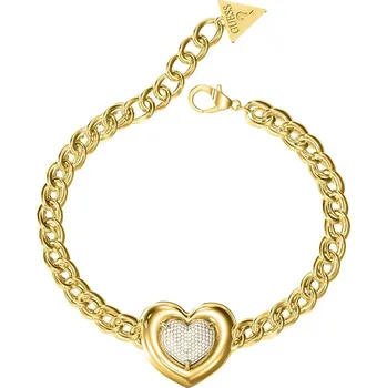 Šperk Guess Výrazný pozlacený náramek Srdce s krystaly L.O.V.E. JUBB05456JWYG 18,4 cm + 2 měsíce na vrácení zboží