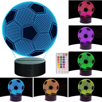 Lampička NOČNÍ LAMPA LED FOTBALOVÝ MÍČ STOLNÍ NA STŮL 3D RGB DÁLKOVÉ OVLÁDÁNÍ PRO DĚTI
