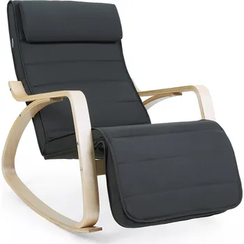 Křeslo SONGMICS Relaxační houpací křeslo, 121.5x67x84cm, šedé Židle z ohýbaného dřeva