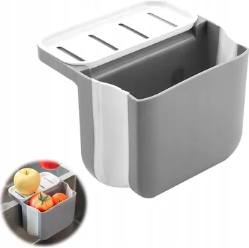 Odpadkový koš Skládací odpadkový koš na dvířka skříňky, odkapávací koš na mytí nádobí a slupky