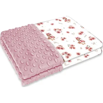 Dětská deka Oboustranná deka, Bavlna/Minky 100 x 75 cm, Kačenky - bílá, malinová