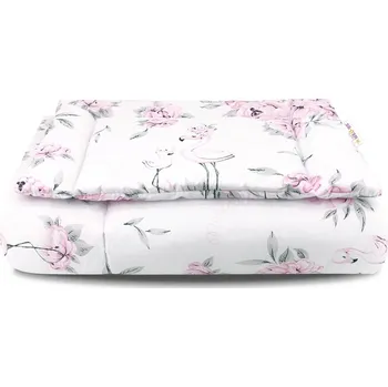 mantinel do postýlky Baby Nellys 2-dílná sada do postýlky s výplní, Plameňák - růžová, 135x100 cm