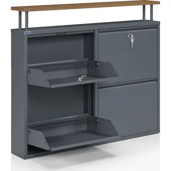 Botník Výklopný botník, tm.šedá-ořech