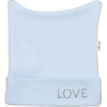 Kojenecká čepice Novorozenecká čepička, Love - modrá, vel. 62