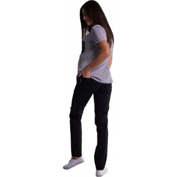 Be MaaMaa Těhotenské kalhoty s mini těhotenským pásem - černé, vel. L, Velikosti těh. moda 4XL