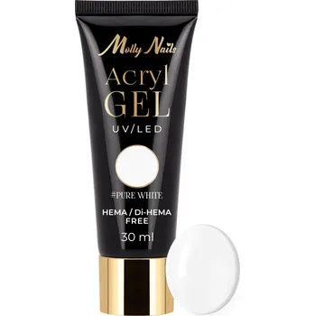 Přípravek na nehty Molly Nails Akrylgel stavební Hema/DiHema free Pure White 30ml