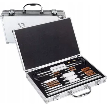 Sportovní střelba SADA NA ČIŠTĚNÍ ZBRANĚ BROKOVNICE VYTĚRÁKY KARTÁČE UNIVERZÁLNÍ KUFŘÍK