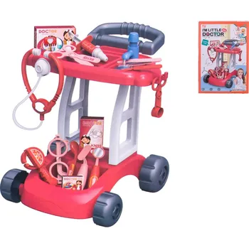 Panenka Vozík doktorský 37x31x37,5 cm červený s doplňky