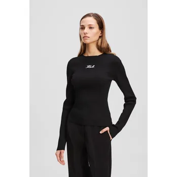 Dámský svetr SVETR KARL LAGERFELD LSLV RIBBED MOCK NECK BLACK