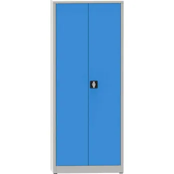 Svařovaná skříň s dvoukřídlými dveřmi, v x š x h: 1950x800x400 mm, 4 police, korpus šedý RAL7035 /dveře modré RAL5012