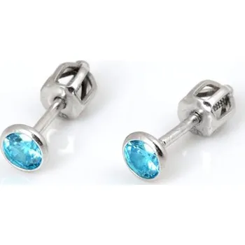 Náušnice Stříbrné náušnice pecky s modrým zirkonem STNAU1109F