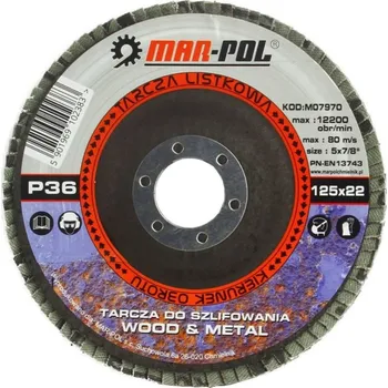 Brusný kotouč Kotouč brusný lamelový, 125mm, P36 MAR-POL 0.100 Kg HOBY Sklad3 M07970 (0.100 Kg HOBY Sklad3 M07970)