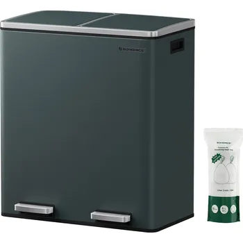 Odpadkový koš SONGMICS Dvojitý odpadkový koš, 58.5x36x65cm, šedý Odpadkový koš