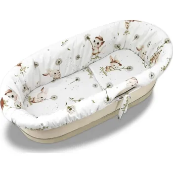 košík pro miminko 3D sada do koše, kočárku - bavlna, Kocourek a pampeliška - bílá, béžová