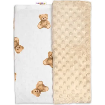 Dětská deka Oboustranná deka, Bavlna/Minky 100 x 75 cm, Míša - bílá s potiskem